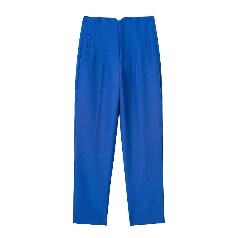 TRAFZA Women Elegant Solid Pencil Pants High Waist Pant For Women Casual Streetwear Woman Trousers Office Wear Chic Pant