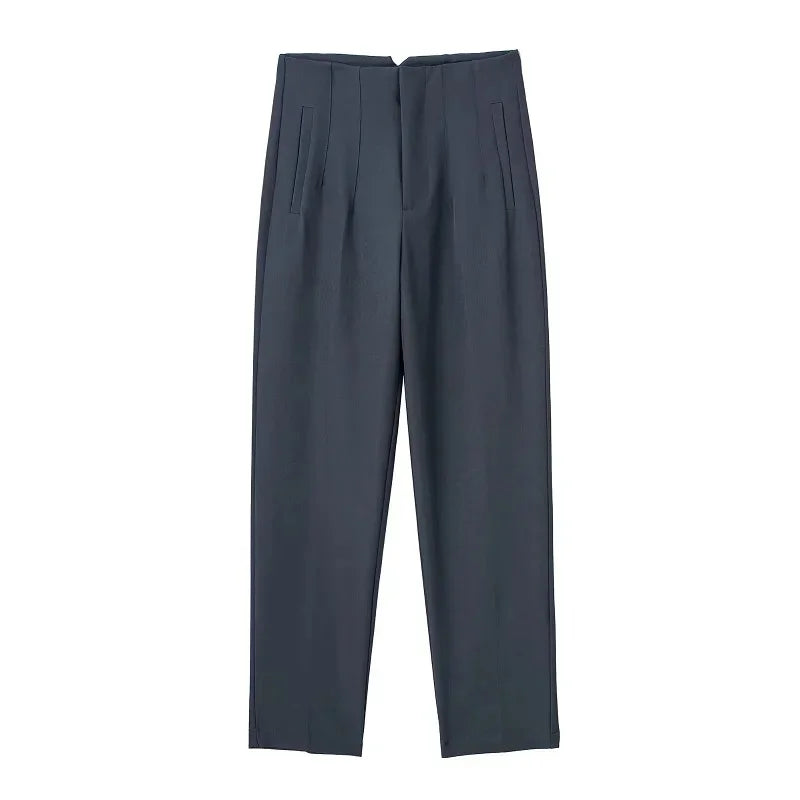 TRAFZA Women Elegant Solid Pencil Pants High Waist Pant For Women Casual Streetwear Woman Trousers Office Wear Chic Pant
