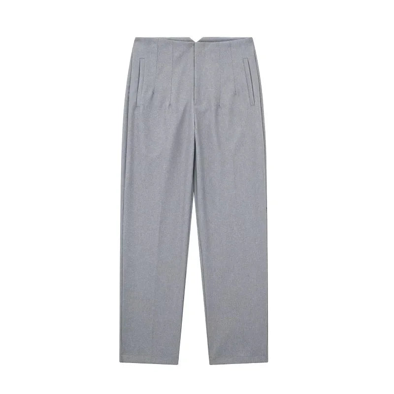 TRAFZA Women Elegant Solid Pencil Pants High Waist Pant For Women Casual Streetwear Woman Trousers Office Wear Chic Pant