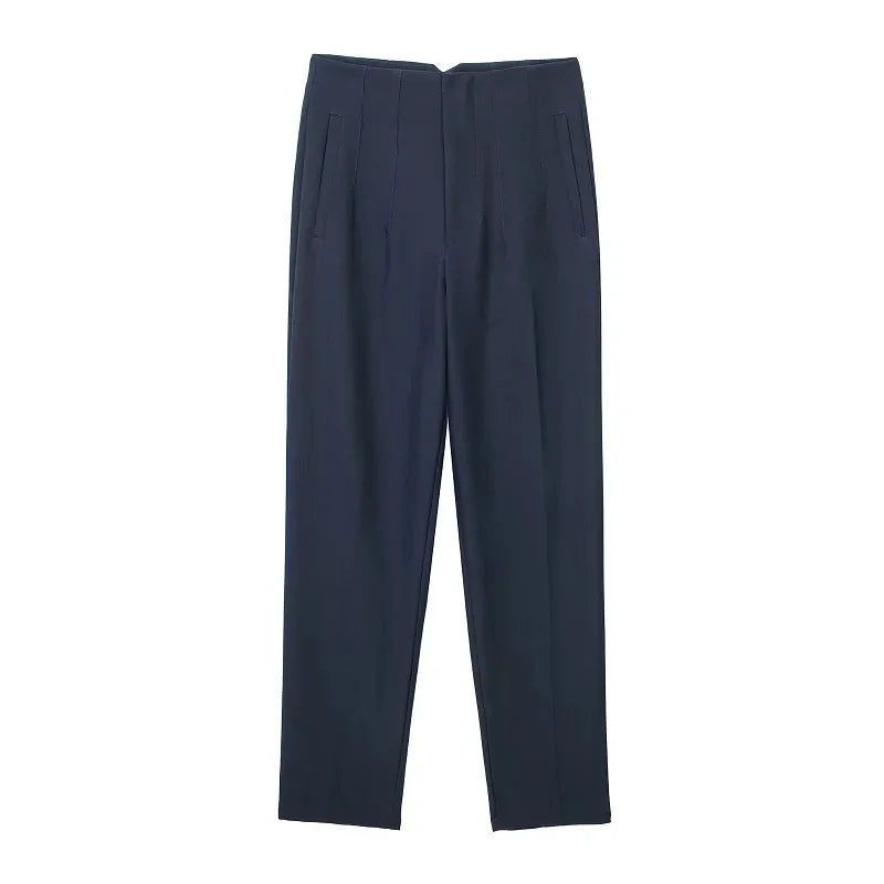 TRAFZA Women Elegant Solid Pencil Pants High Waist Pant For Women Casual Streetwear Woman Trousers Office Wear Chic Pant