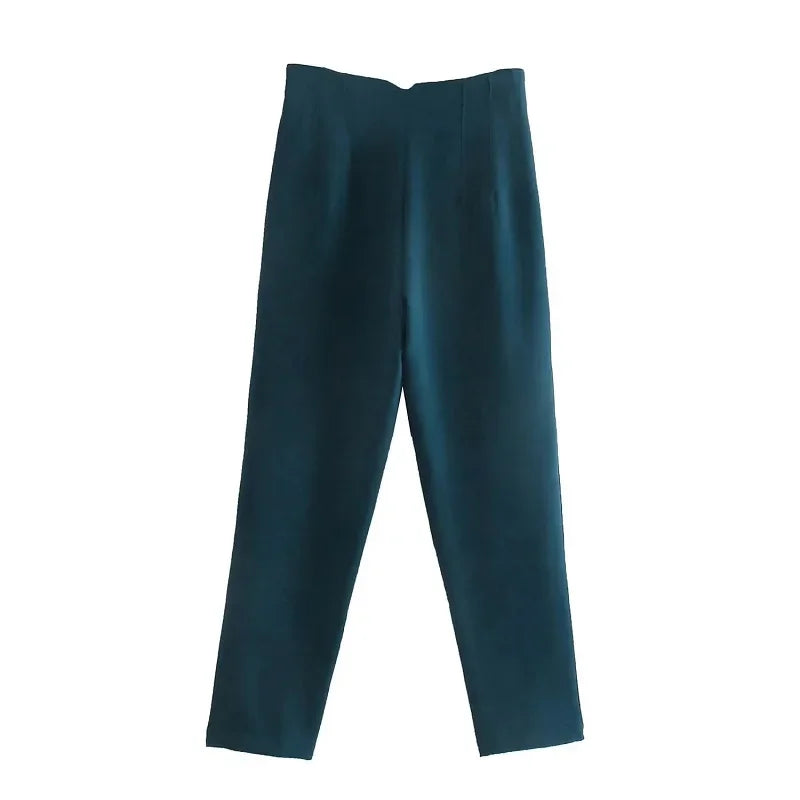 TRAFZA Women Elegant Solid Pencil Pants High Waist Pant For Women Casual Streetwear Woman Trousers Office Wear Chic Pant